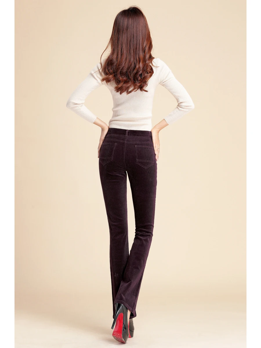 2025, Damen-Cordhose mit weitem Bein, mittlere Taille, ausgestellte Cordhose, Freizeithose, Herbst und Winter – Detail 16