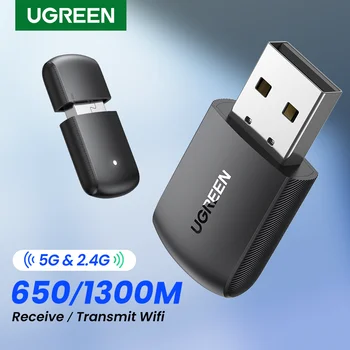 UGREEN WiFi 어댑터 AC650 AX1800 AC1300 WiFi6/WiFi5 5GHz 및 2.4GHz USB WiFi 카드 Dongle for PC Desktop Laptop Windows USB3.0/USB2.0 Wi-Fi 안테나 USB 이더넷 어댑터 네트워크 카드 인터넷 무선 어댑터 Lan 카드