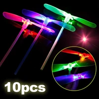 1-10Pcs LED Luminous Double-leaf Bamboo Dragonfly Toys Children's Outdoor Hand Rub Flying Machine Flying Toy Kindergarten Gifts 1