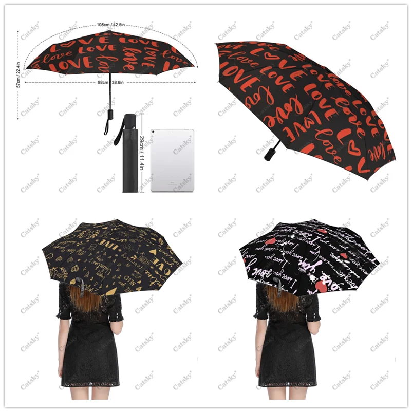 

Love And Valentine Wo Folding Umbrella Windproof Sunscreen UV Protection Fashion Portable Gift Travel Outdoor Umbrellas