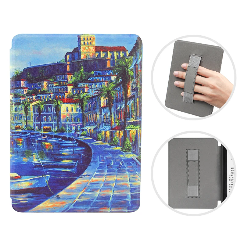 Premium Leather E-Reader Case with Screen Protector and Hand Strap, Auto Wake/Sleep Feature