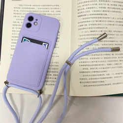Elegant Crossbody Chain Strap Lanyard Necklace Case with Cord Cover Shell - Galaxy A37 (Purple (4))