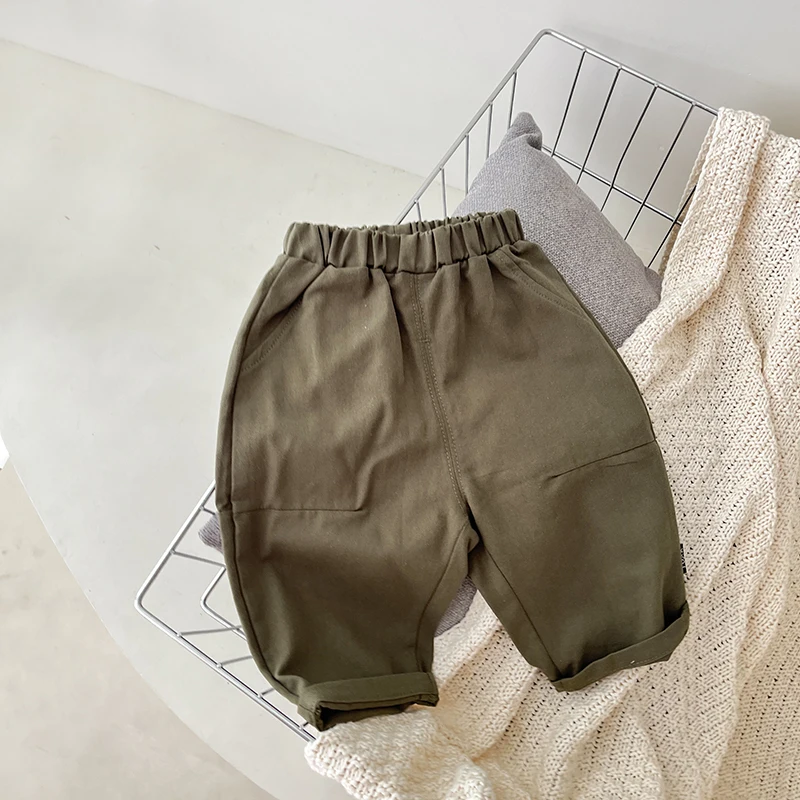 Winter And Autumn Newborn Baby Girls And Boys Cotton Trousers Travel Sports Elastic Waist Korean Solid Fashion Soft Casual 4