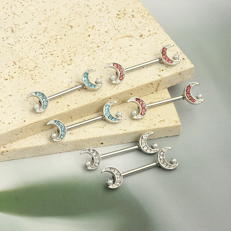 Nipple Rings Belly Button Rings For Women Cute Heart Butterfly Moon CZ Barbell Nipple Rings Curved moon star mix 3 colors wholes