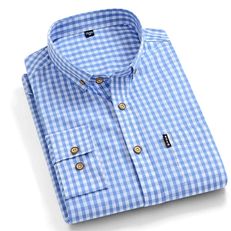 Plaid for Men Long Sleeve Shirts 100% Cotton Casual Men's Dress Shirts Regular Fit Checkered Shirt Soft Comfortable Male cotton shirt,long sleeve shirt,men casual shirt