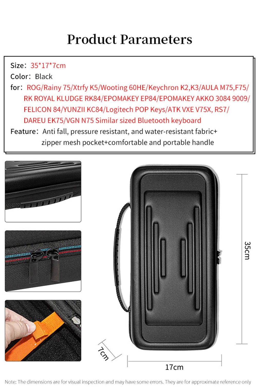 Hard EVA Protect Storage Bags for ROG Rainy 75 Xtrfy K5 Keyboard Box Portable 85 Key Keyboard Travel Carrying Case