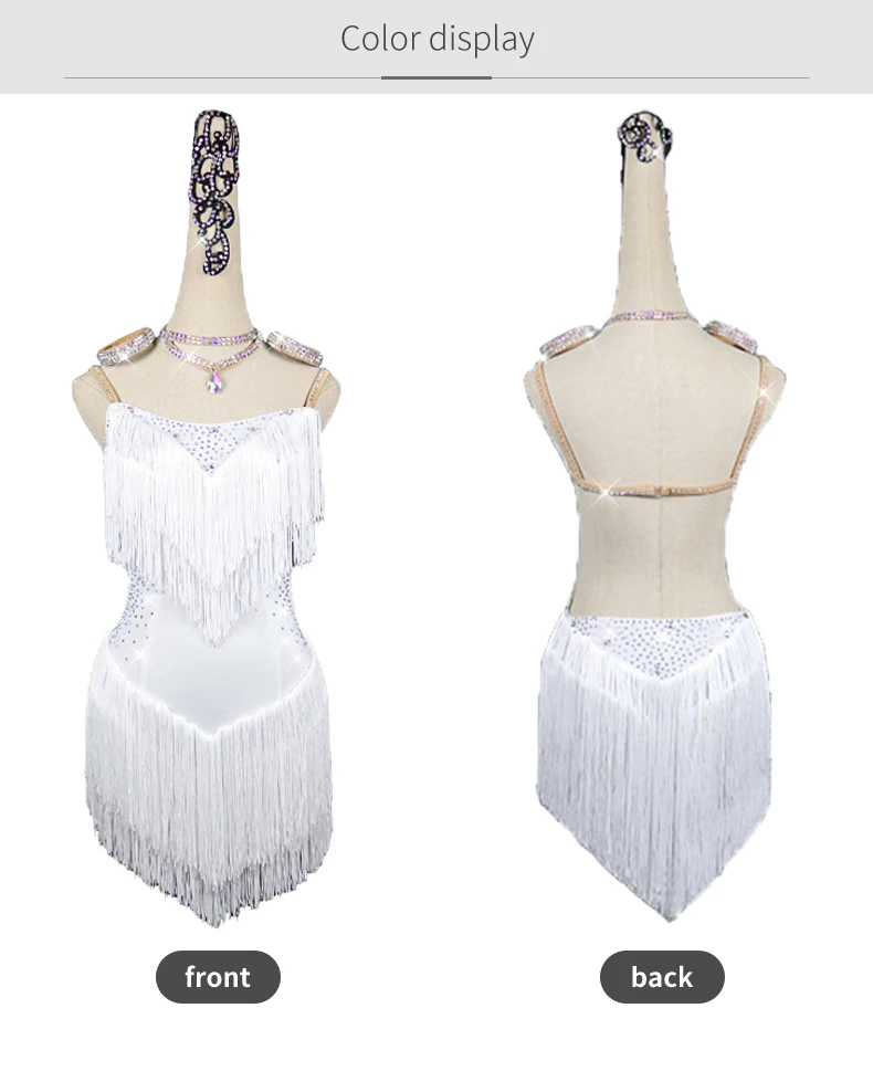 2026 Neues Weißes Latein-Tanzkleid für Damen, Sexy Outdoor-Ballsaal-Partykleid mit Fransen, Übungskleidung, Sportanzug für Mädchen, Bühnenoutfit – Detail 6