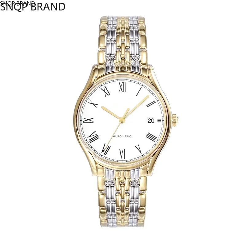 

Роскошные новые автоматические механические мужские часы золотого и белого цвета