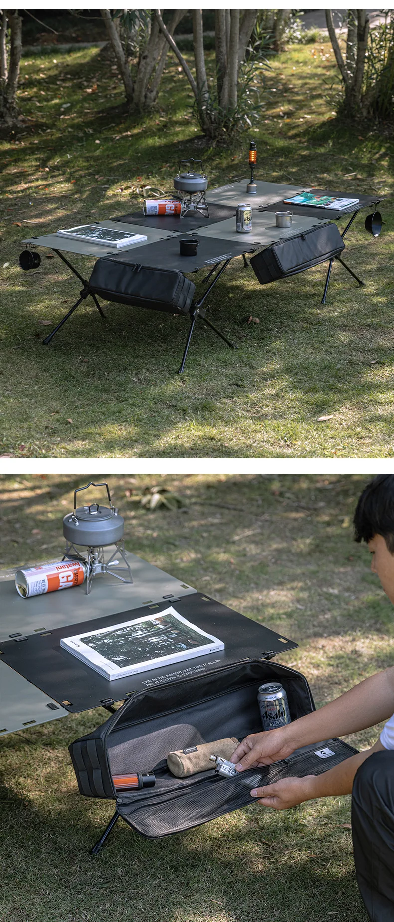 CAMPINGMOON T-520-ZJ Leichter, tragbarer Campingtisch aus Aluminiumlegierung, faltbar, für Picknick und Camping im Freien – Detail 12