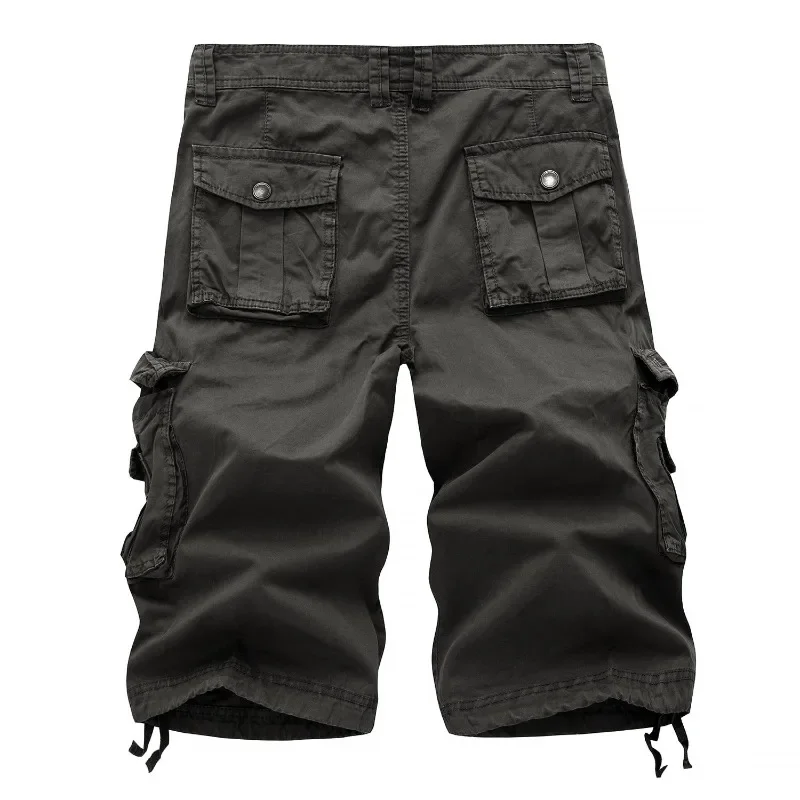 New Men's Cargo Shorts Summer Solid Color Big Pocket Casual Loose Beach Pants Combat Short Pants Daily Work Pants Men's Clothing