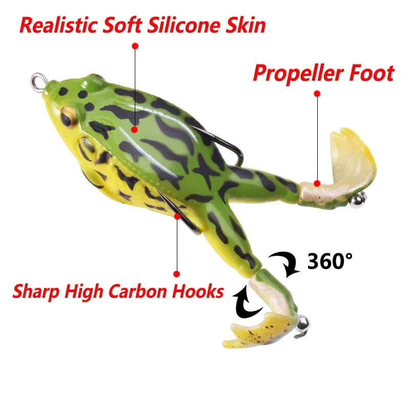 Leurre de pêche - Grenouille Prop - Flottant - 9cm - 3pcs - Vert
