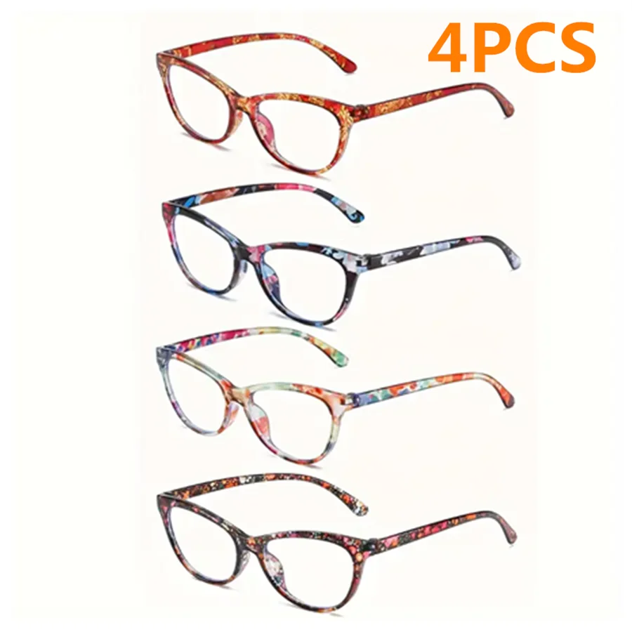 4pcs 안티 블루 라이트 독서 안경 초경량 TR90 스포츠 노안 안경 여성 남성 원거리 시력 광학 안경 디옵터