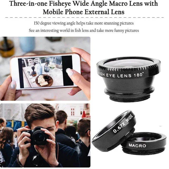 Fish Eye Lens With Clip Universally Lens Wide Angle Macro Fisheye Lens Zoom For iPhone16 15 Pro MAX Mobile Phone Camera Lens Kit 4 Fish Eye Lens With Clip Universally Lens Wide Angle Macro Fisheye Lens Zoom For iPhone16 15 Pro MAX Mobile Phone Camera Lens Kit 4