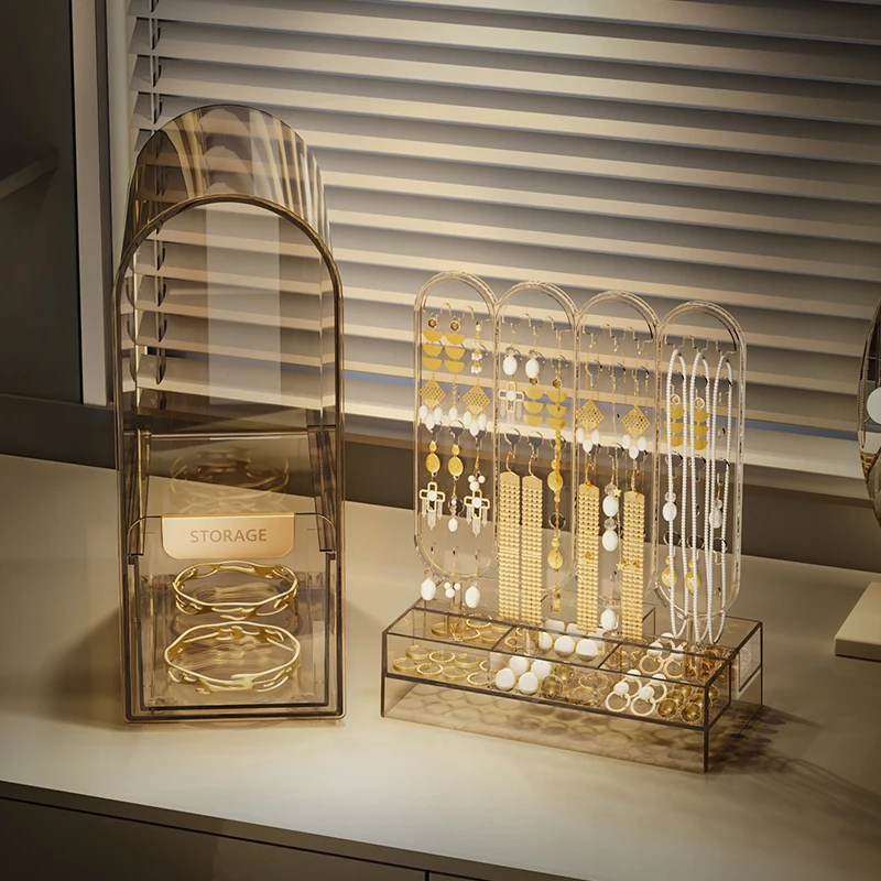Transparent Jewelry Box Plastic Ring Bracelet Earrings Jewelry Box Organizer Necklace Display Stand Drawer Accessories Storage