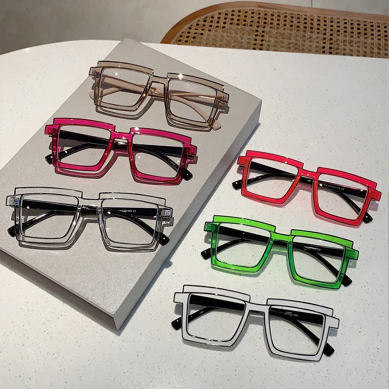 KAMMPT Vintage Square Eyeglasses 2023 New Cute Cartoon Style Blue Light Blocking Spectacles Ins Trendy Optical Computer Eyewear