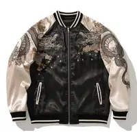 Spring and Autumn Embroidered Jacket Dragon Animal Men's Baseball Uniform Embroidered Contrast Color Casual Couple Clothes 1