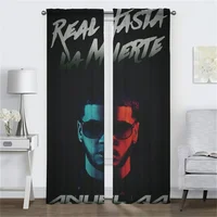 Kitchen Curtains for Camera Anuel Aa Blackout Curtain for Room 2 Panel Home Interior Curtains Shades Halloween Decoration Living 2