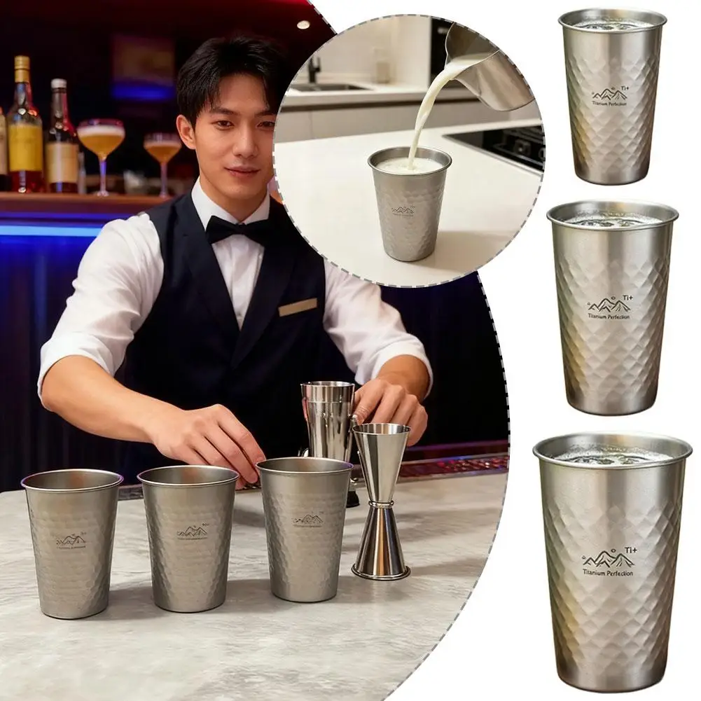 Campingbecher aus reinem Titan, 1/3 Stück, 350–600 ml, tragbar, ultraleicht, für Kaffee, Tee, Saft, für Zuhause, Outdoor, Camping, Picknick, Bierbecher – Detail 6