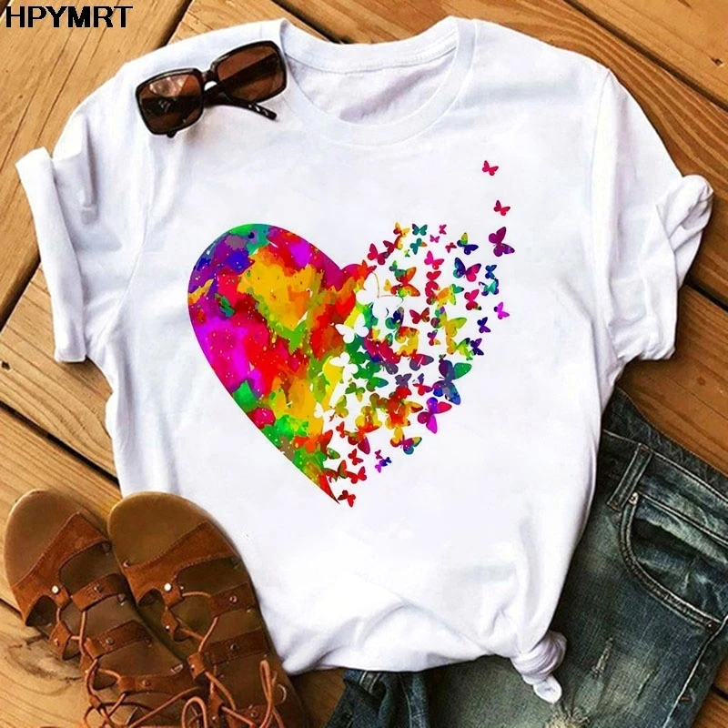 Women's Love Letter Print Valentine's Day T-Shirt - Short Sleeve Round Neck Casual Tee (Pink)