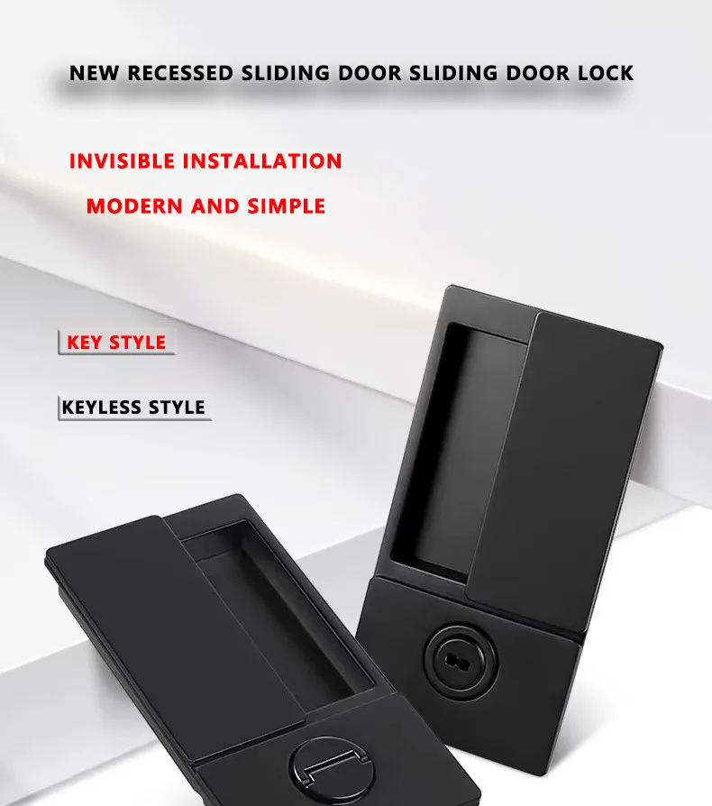 2023 New Handleless Flat Lock Modern Bedroom Magnetic Recessed Door Handle Silent Push-Pull Golden Invisible Sliding Door Lock