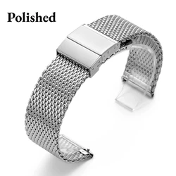 Luxury 316L Stainless Steel Milanese Watch Strap with Magnetic Clasp - 22mm (Polished Silver)