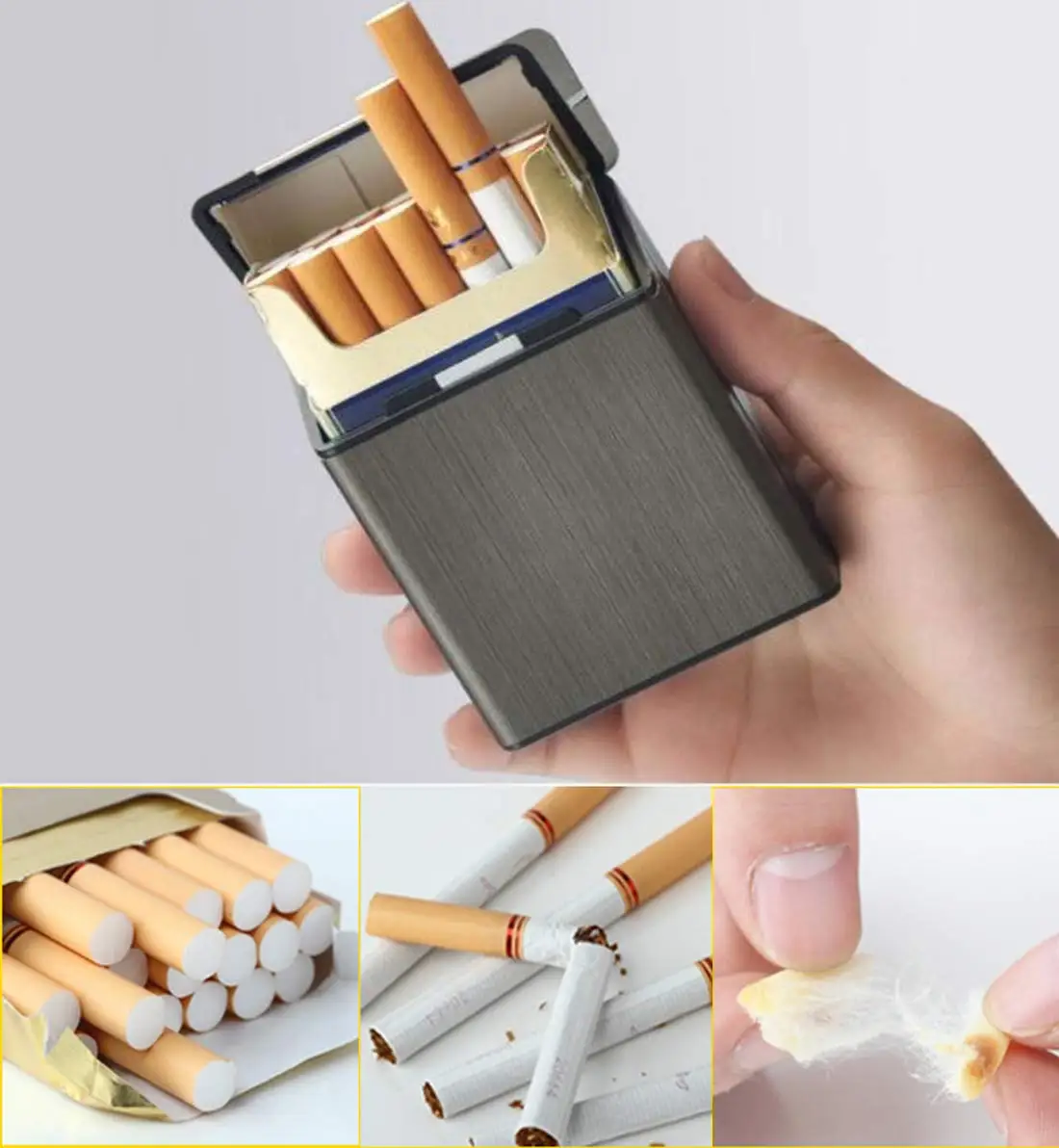 Sleek Aluminum Cigarette Case and Tobacco Holder Box
