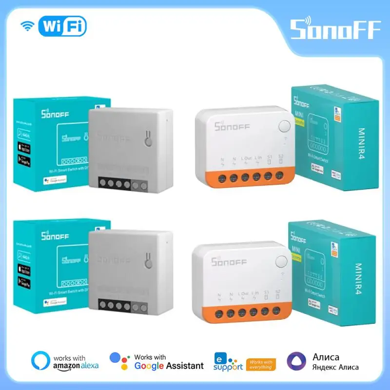 

1-10PCS SONOFF MINI R4 / R2 WiFi Smart Switch 2 Way Control Mini Extreme Smart Home Relay Support Alexa Alice Google Home Smart