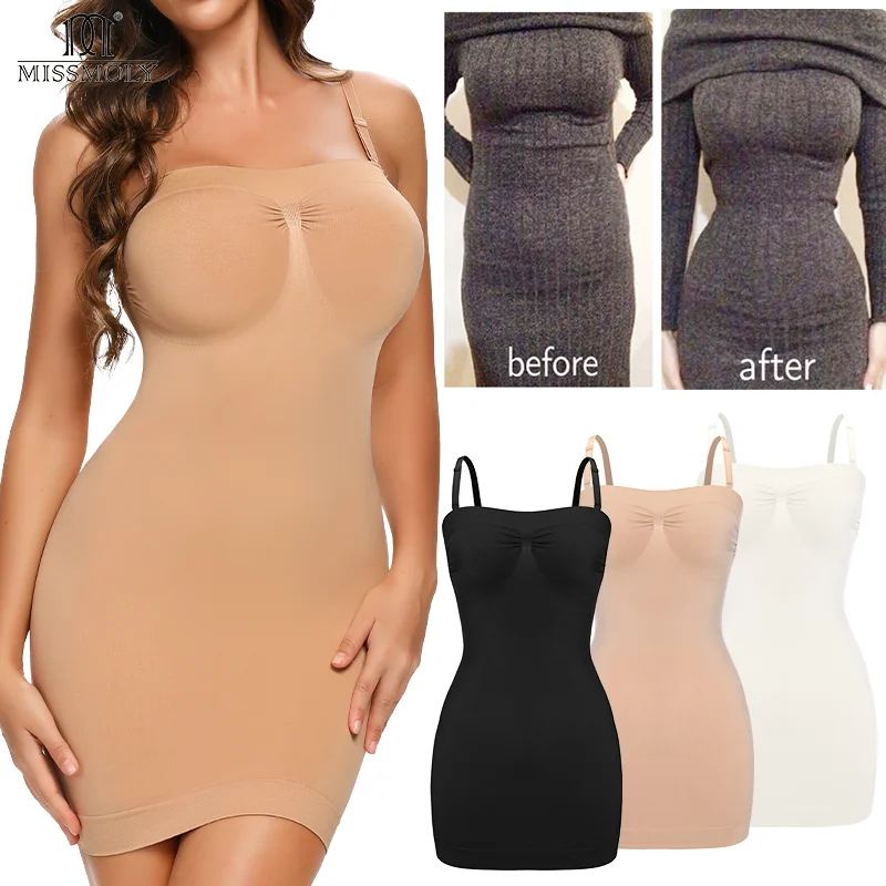 Body Shaper Strapless Shapewear Slip for Women Sexy Seamless Underdress Tummy Control Full Slips Corset Butt Lifter Camisole Bodyshaper Faja