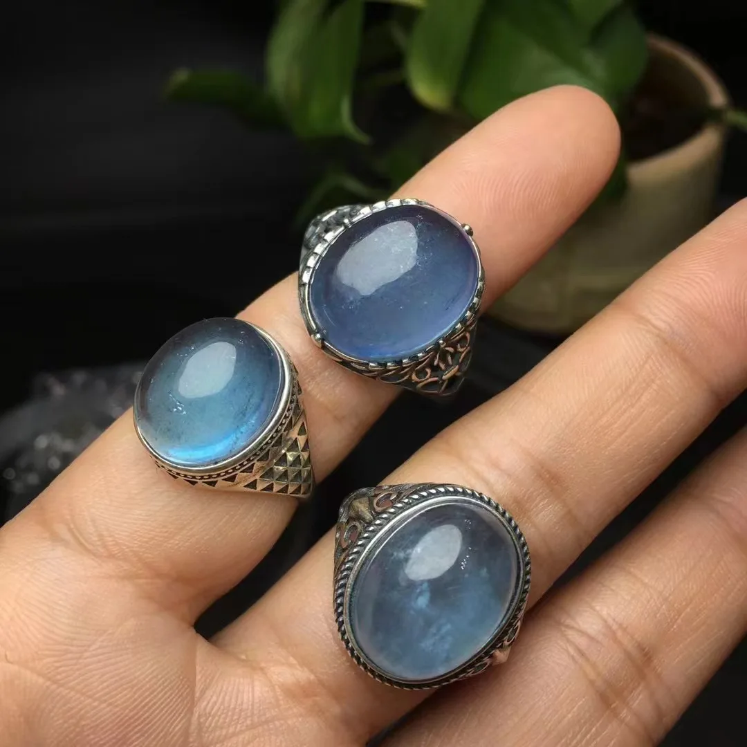 

Unit One Piece 925 Silver With Good Sale Man Style Natural Aquamarine Crystal Healing Designed Special Ring Jewelry Gift