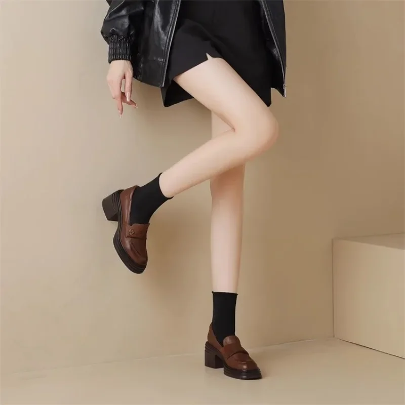 Leather Women High Heel Shoes for Spring Autumn