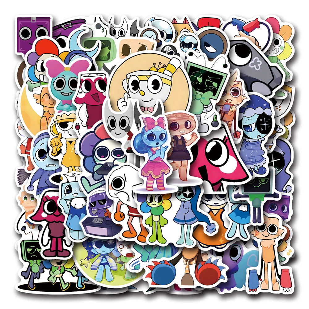 Cartoon Stickers 10/30/50pcs Game Sprunki Dandys World Stickers Decals DIY Laptop Scrapbooking Phone Suitcase Car Cartoon Anime Sticker for Kids