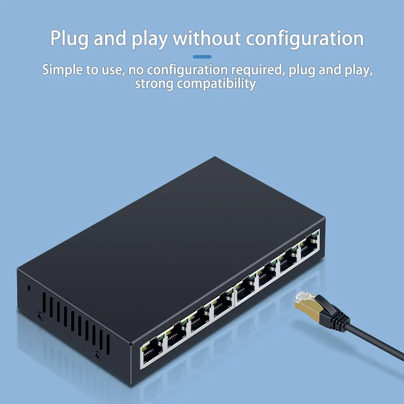 5개의 RJ45 포트 100Mbps 이더넷 스위치 2.5GBASE-T 네트워크 스위치 10기가비트 업링크 플러그 앤 플레이 허브 인터넷 분배기 팬리스