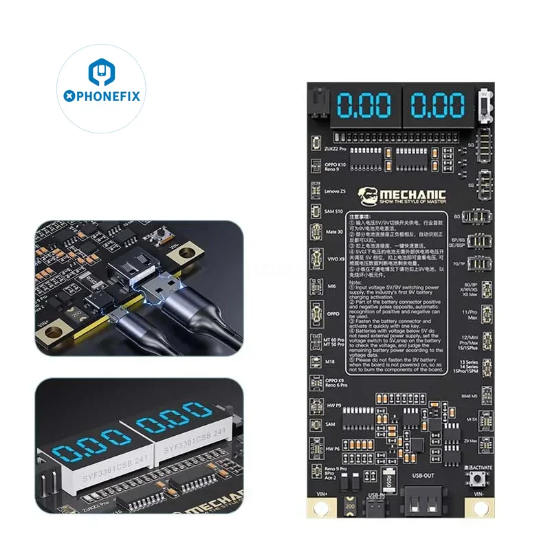 MECHANIC F918 / Plus iPhone 6-16PM 용 배터리 활성화 감지 보드 HW 안드로이드 원 클릭 활성화 배터리 수리 도구