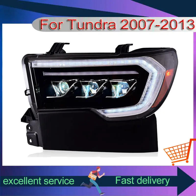 Direct Fit Clear Chrome Headlight Assembly Pair For 07-13 Toyota Tundra & 08-17 Sequoia - Left & Right Replacement Lamps