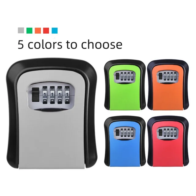 4 Digit Code Box Free Installation Outdoor Password Key Box Extended Locking Hook Steel Wire Hanging Key Storage Waterproof Key 1