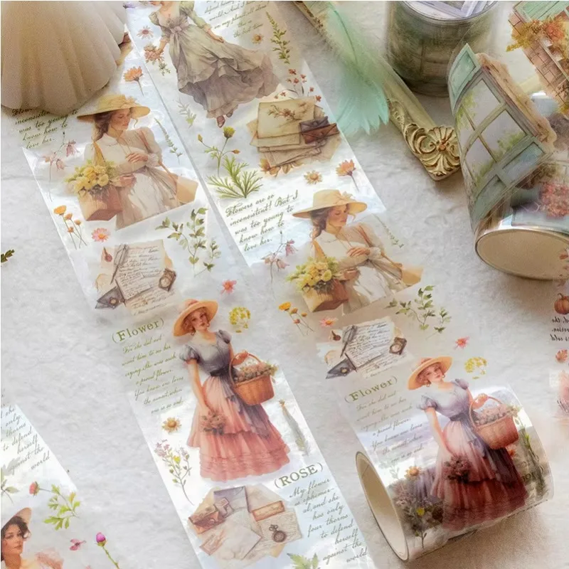 2m Roll PET Tape Time River Series French Romantic Handnet Decoration Material Recycling Sticker 6 Styles 5