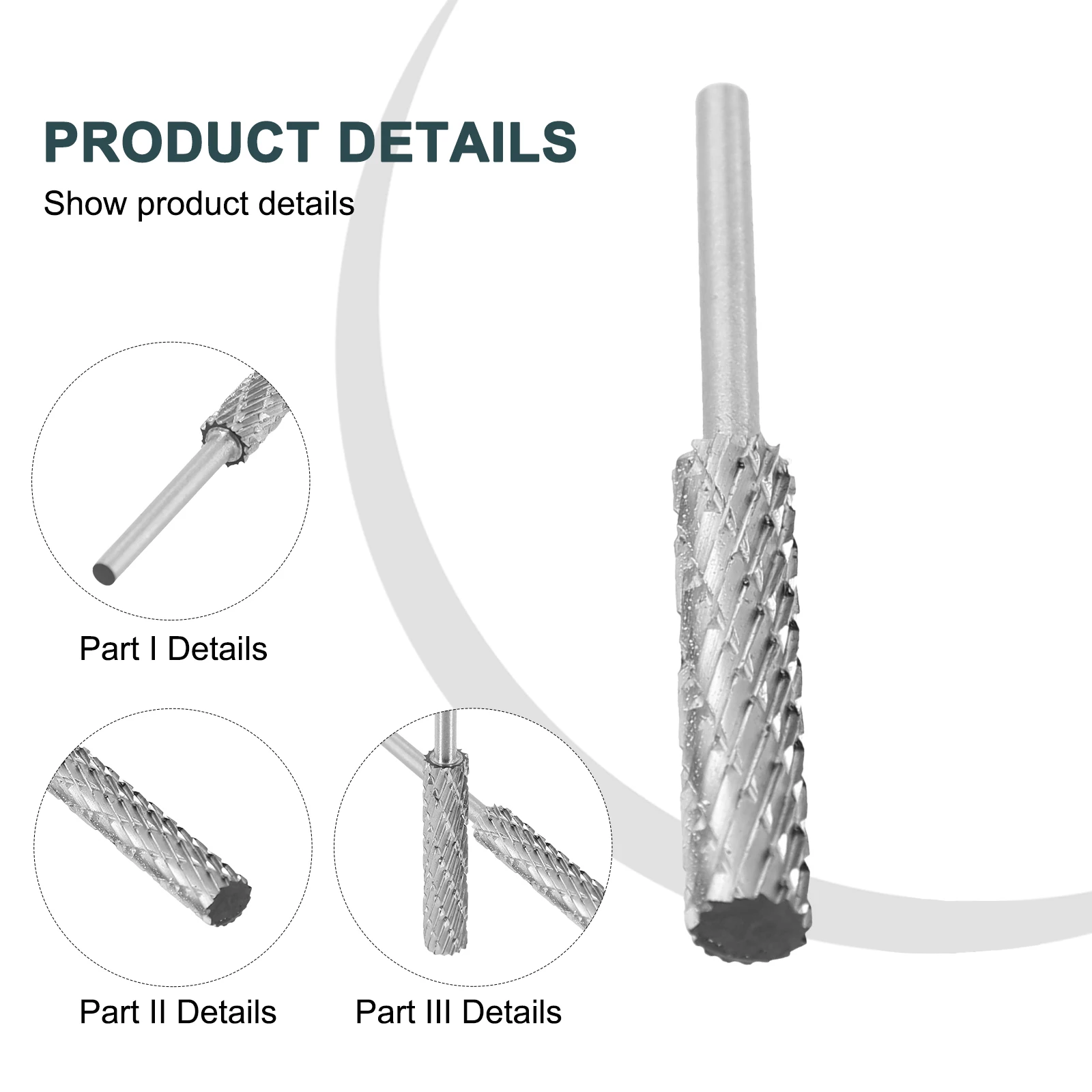 1-teiliger Rotationsfeilen-Schleif kopf Wolframcarbid-Grat fräser Bohrer für Metall-Rotations feilen 3mm 4mm 5mm 6mm – Detail 5