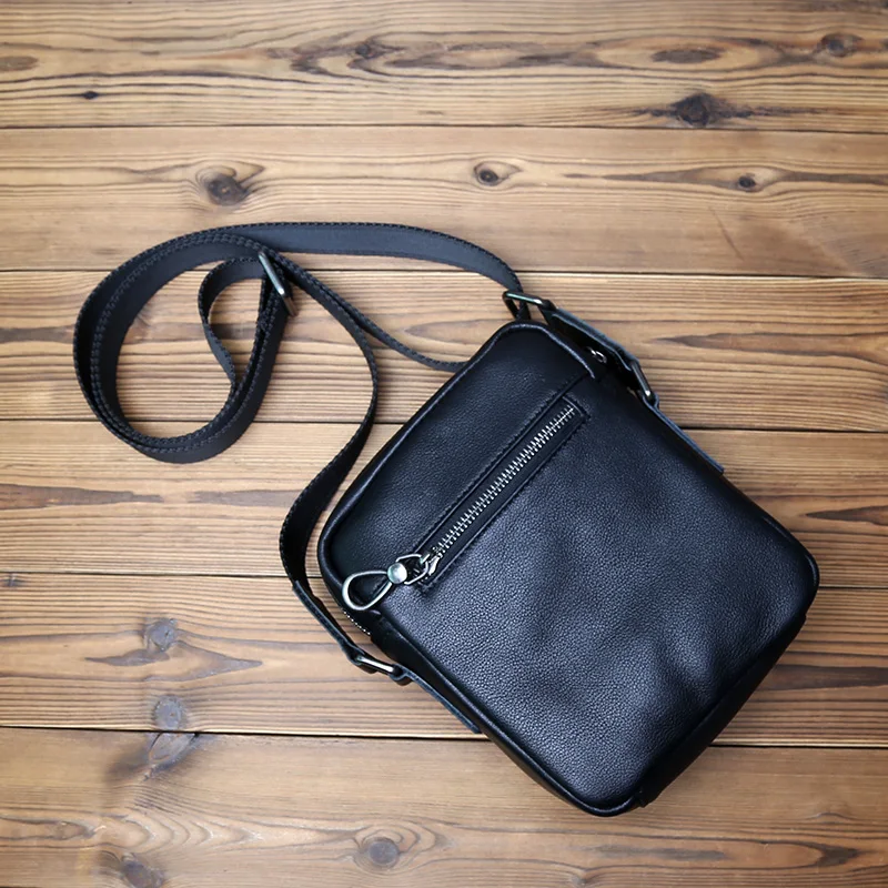 NZPJ Genuine Leather Men's Shoulder Bag, Natural Cowhide Crossbody