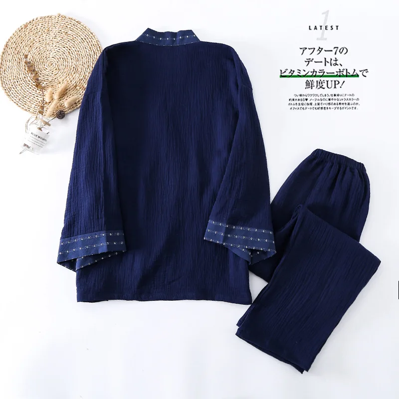 Japanese Kimono Japanese Kimono Mens Pajamas Men Sleepwear Male Casual Loose Home Two Piece Set Sleepwear Nightgown Outfits Asian Clothes