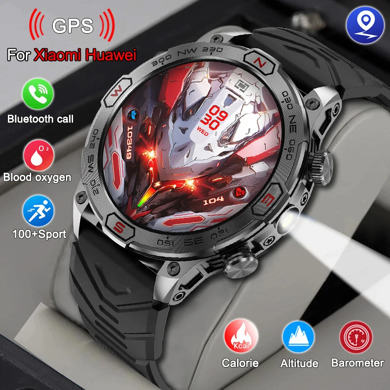 화웨이 iOS 스마트 워치 풀 터치 스크린, 스포츠 피트니스, 고도 압력, 블루투스 통화, IP68 LED 조명, 나침반 스마트 워치