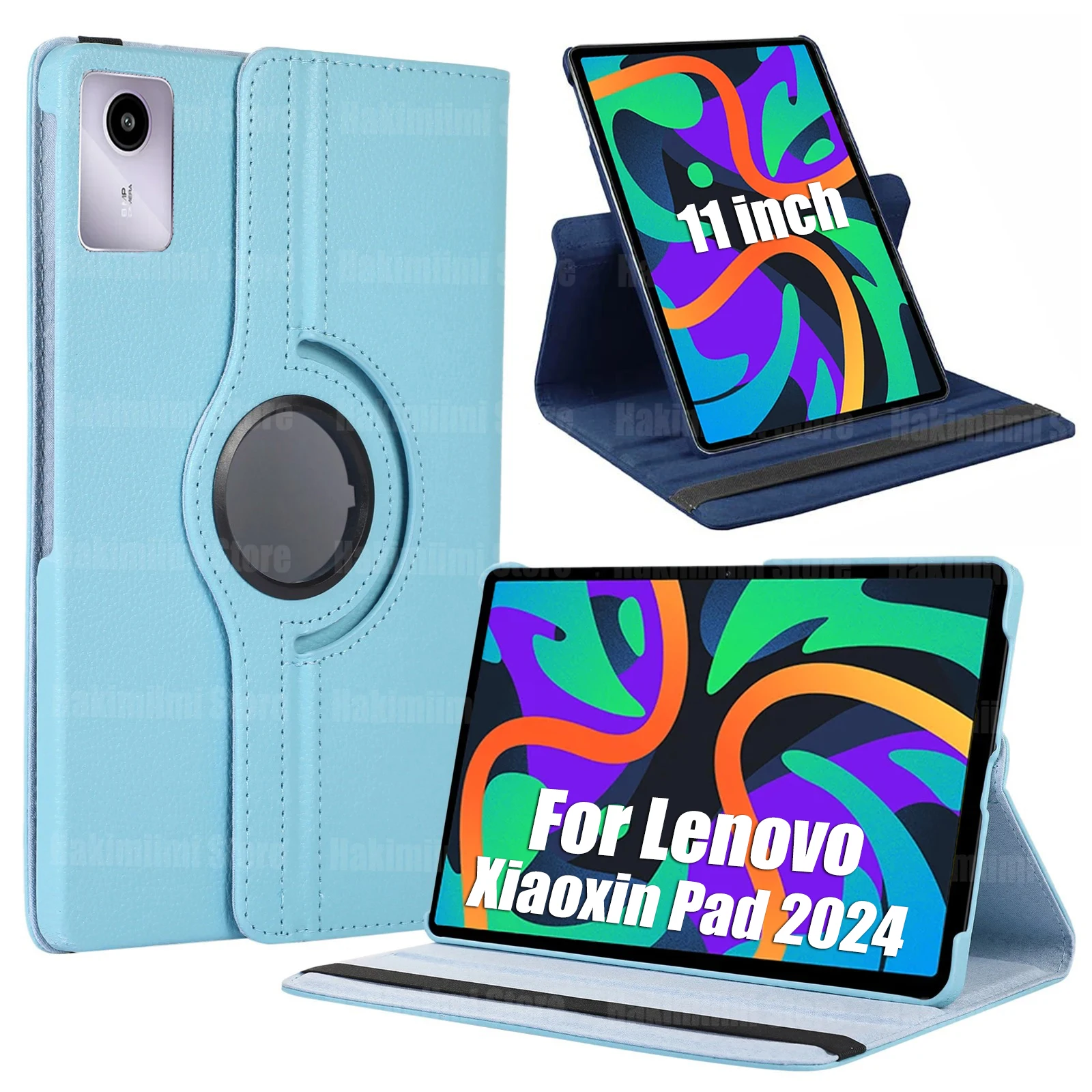 Estojo de Couro pu para Lenovo Xiaoxin Pad 360 Suporte Giratório Tampa de Função de Sono e Vigília 11 em 2024