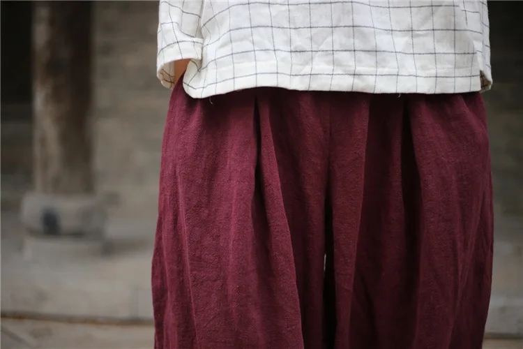 Women Harem Pants Elastic Waist 2022 Fall Winter New Plus Size Women Clothing Linen Vintage Trouser Loose Warm Pants FT679 cigarette pants