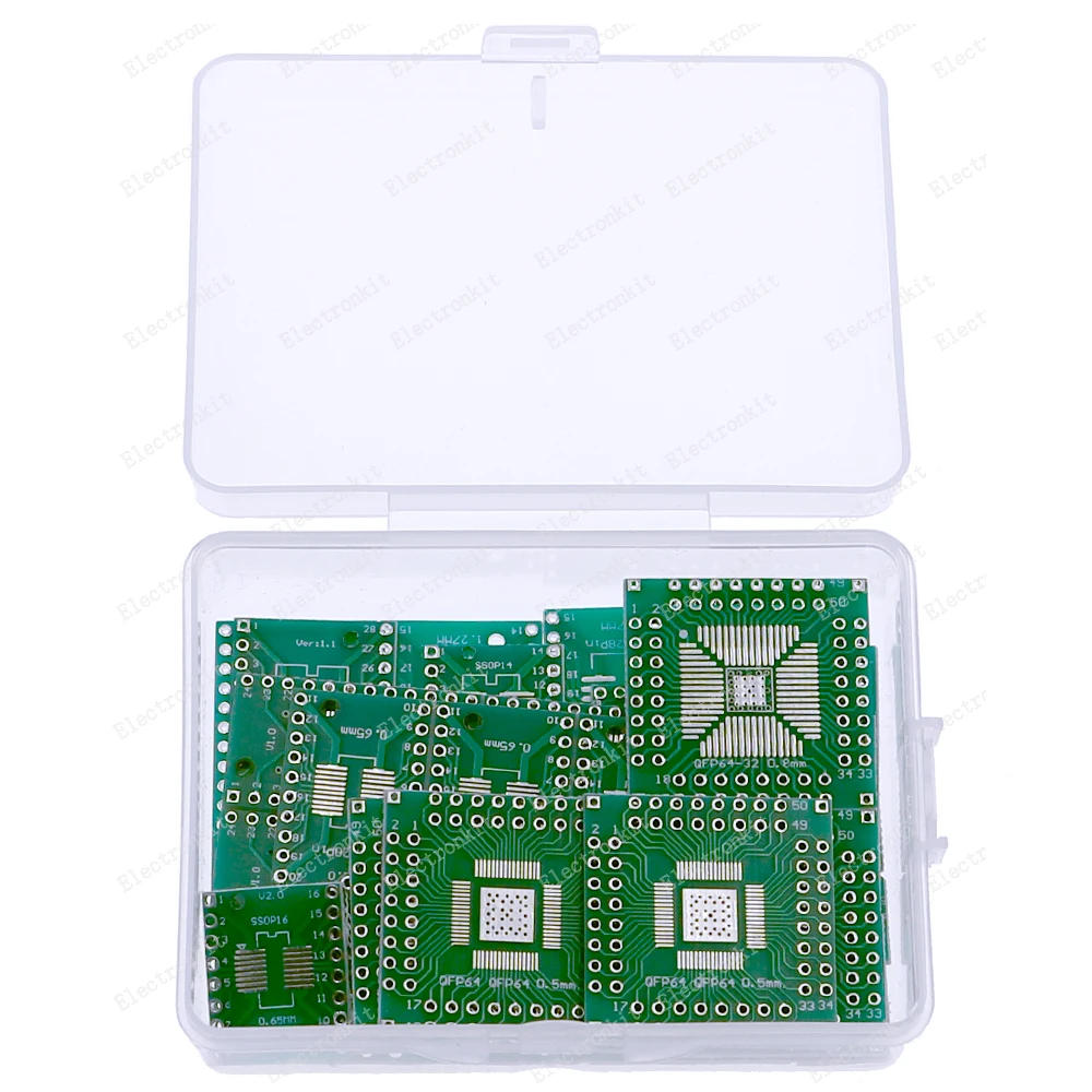 PCB Board Assembly, Printed Circuit Board, 40pcs 8Value PCB Board sets SMD Turn To DIP Adapter Converter Plate SOP8-SOP28 TQFP32-100