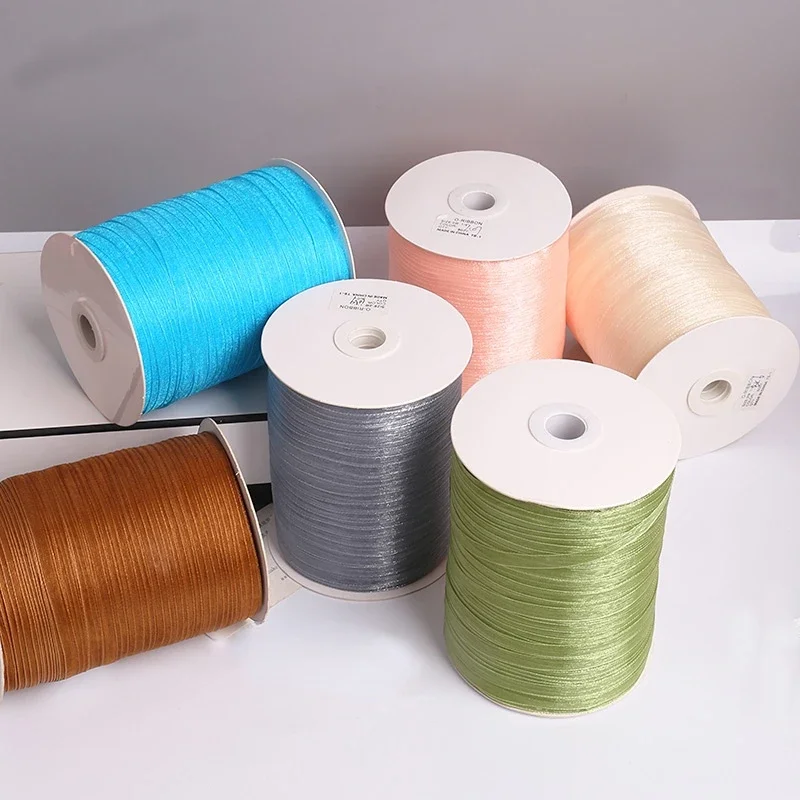 (450 미터) 1/4 와이드 6mm Organza 리본 수동 diy 헤어 액세서리 활 만..