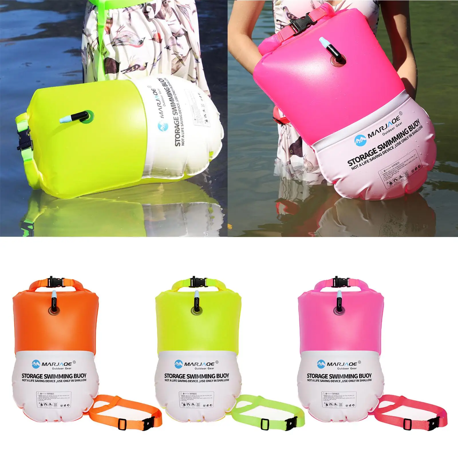 Swim Buoy Visible Float Dry Bag Open Water Swimmers Safe Swim Training