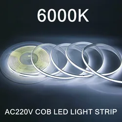 COB LED Strip Light - Flexible High - Brightness Linear Lighting, Warm White (AC 220V)