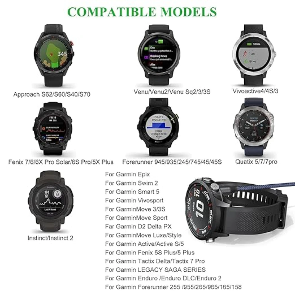 Universal USB Charger for Garmin Venu Series Smart Watches