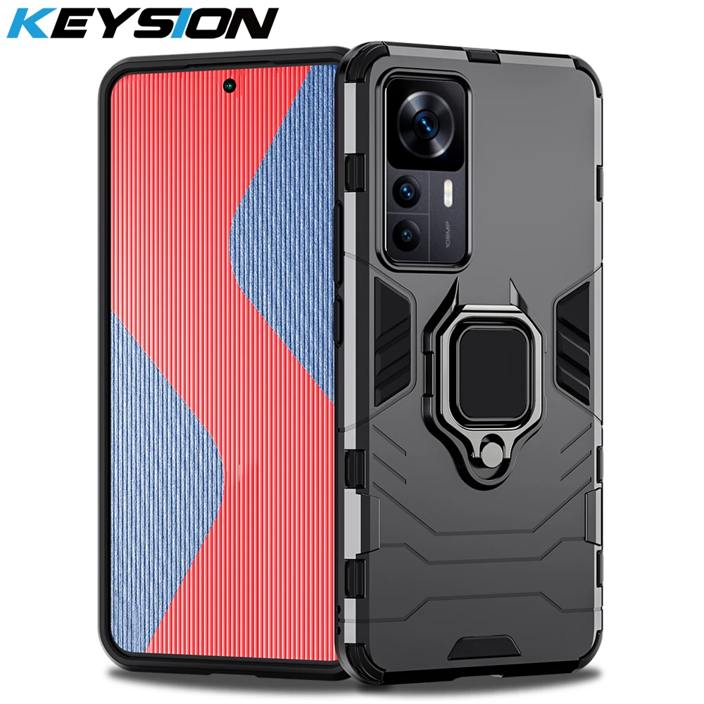 

KEYSION Shockproof Armor Case for Xiaomi 12T Pro 5G 11T Pro Silicone +PC Metal Ring Stand Phone Back Cover for Redmi K50 Ultra