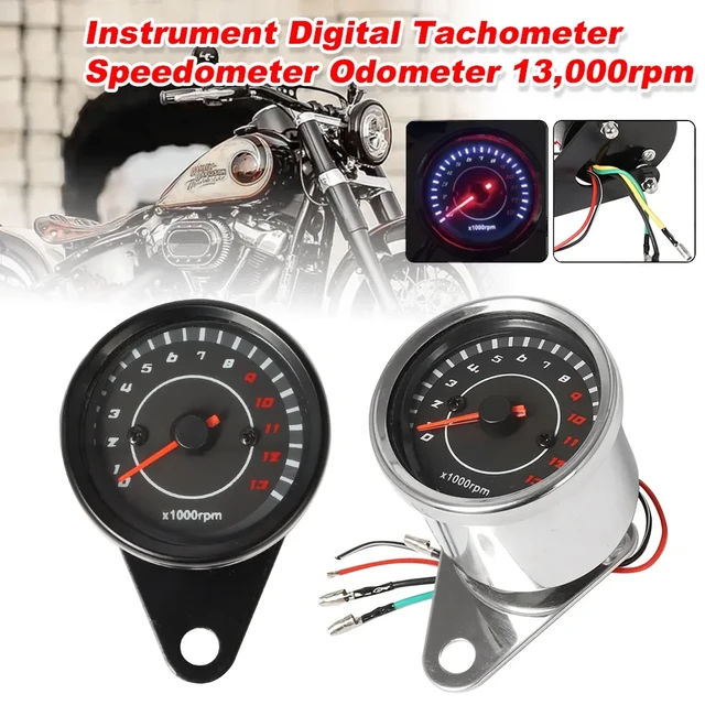 Meter Speedometer Gauge LED Backlight 13000 RPM Instrument for Harley DC 12V  Universal Motorcycle Tachometer Electronic Tach - AliExpress