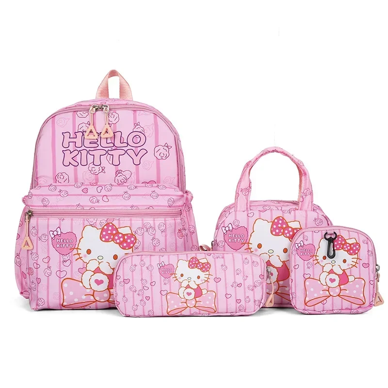 4pcs Sanrio hello kitty kuromi school bag cartoon backpack student backpack fashion cartoon pencil case shoulder messenger bag 3
